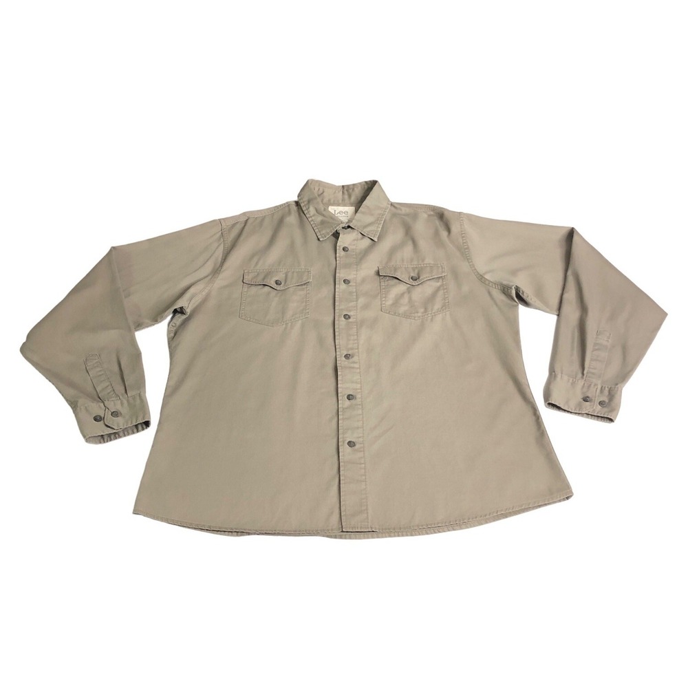Vintage 90s Lee Dungarees Corduroy Shirt Men XL Brown Long Sleeveโ Grunge Preppy